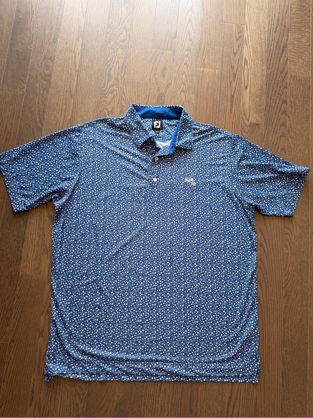 FootJoy Men's Bay Hill Logo Blue Golf Polo